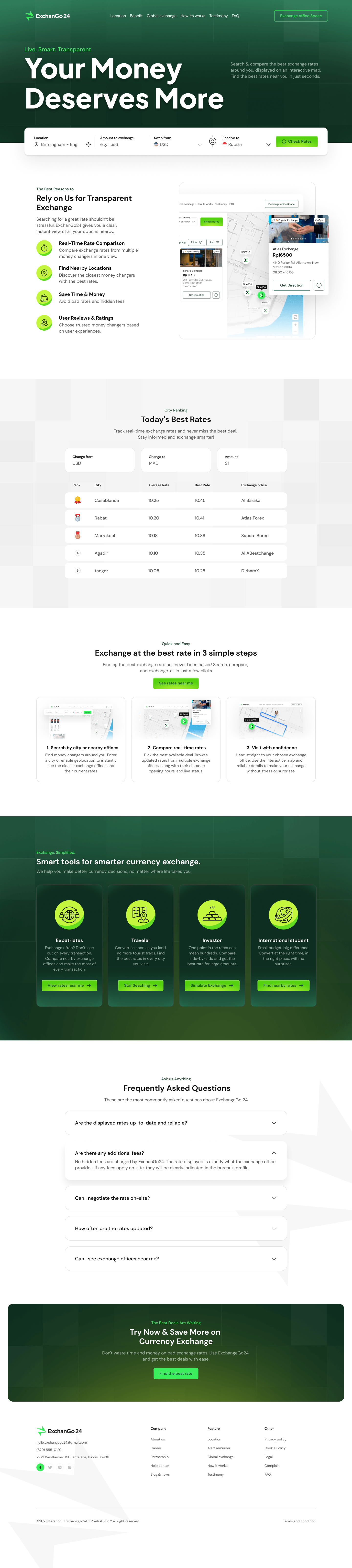 ExchanGo24 is an exchange rate comparison and management platform that helps users find the best currency exchange rates at physical money changer locations near them. - Image 1