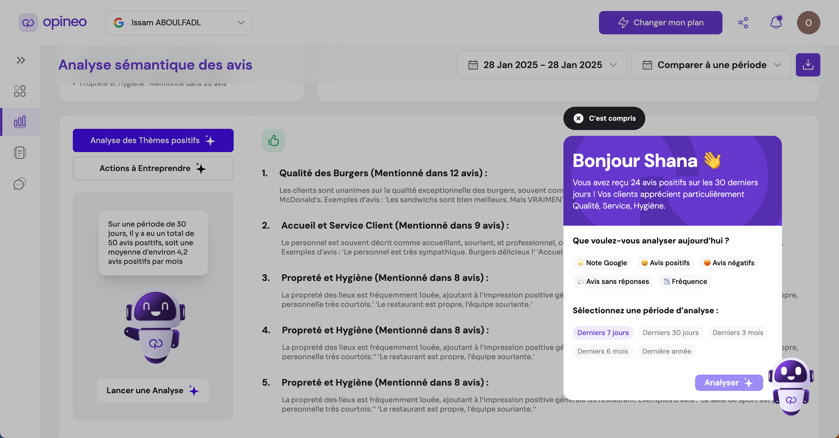 Opineo Manager is an AI-powered platform that simplifies Google Review management by analyzing customer feedback and generating actionable insights. It helps businesses transform thousands of reviews into meaningful data through smart analysis and custom reporting. - Image 4