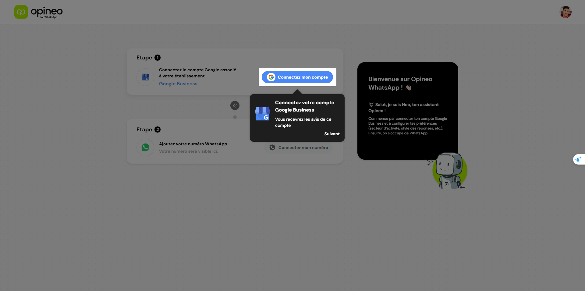 Opineo WhatsApp connects your Google Reviews directly to WhatsApp, enabling quick and efficient review management through your messaging app. It uses AI to generate personalized responses, making it easy to maintain your online reputation while saving valuable time. - Image 1