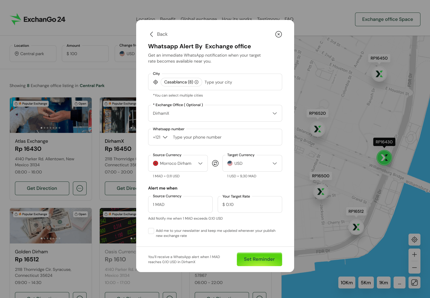 ExchanGo24 is an exchange rate comparison and management platform that helps users find the best currency exchange rates at physical money changer locations near them. - Image 6