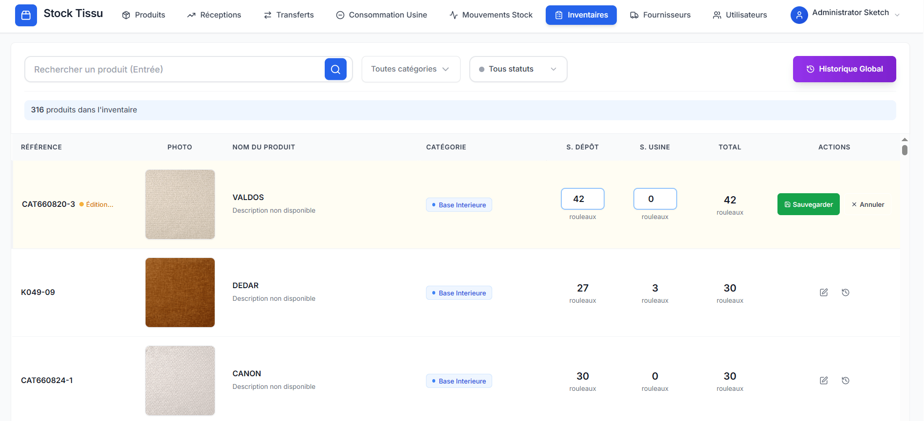 A complete web application built to help fabric businesses manage their inventory efficiently. The system tracks fabrics across multiple locations (warehouse and factory) with real-time stock updates and visual product catalog. - Image 9