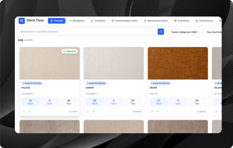 A complete web application built to help fabric businesses manage their inventory efficiently. The system tracks fabrics across multiple locations (warehouse and factory) with real-time stock updates and visual product catalog.